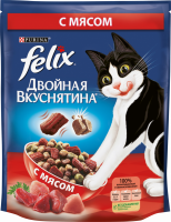 Корм сухой для взрослых кошек FELIX Двойная Вкуснятина с мясом, 750г