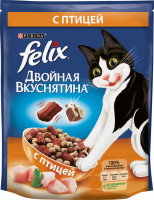 Корм сухой для взрослых кошек FELIX Двойная Вкуснятина с птицей, 750г