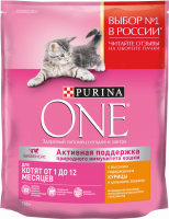 Корм сухой для котят PURINA ONE с высоким содержанием курицы и цельными злаками, 750г