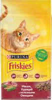 Корм сухой для взрослых кошек FRISKIES с мясом, курицей и полезными овощами, 2кг