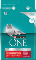 Корм сухой для взрослых кошек PURINA ONE с высоким содержанием говядины и пшеницей, для стерилизованных и кастрированных, 3кг