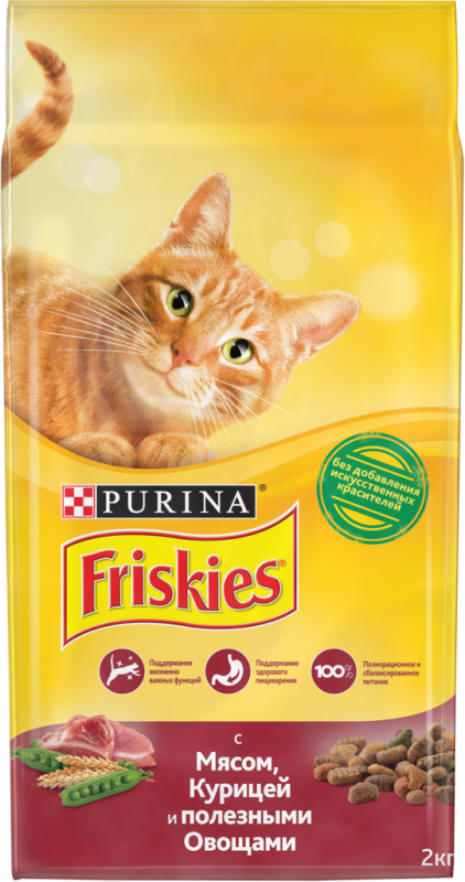 Корм сухой для взрослых кошек FRISKIES с мясом, курицей и полезными овощами, 2кг Корм сухой для взрослых кошек FRISKIES с мясом, курицей и полезными овощами, 2кг