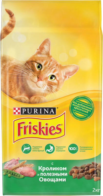 Корм сухой для взрослых кошек FRISKIES с кроликом и полезными овощами, 2кг Корм сухой для взрослых кошек FRISKIES с кроликом и полезными овощами, 2кг