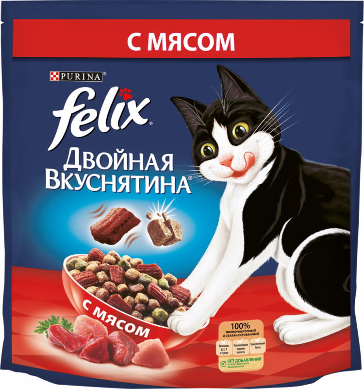 Корм сухой для взрослых кошек FELIX Двойная Вкуснятина с мясом, 1,5кг Корм сухой для взрослых кошек FELIX Двойная Вкуснятина с мясом, 1,5кг