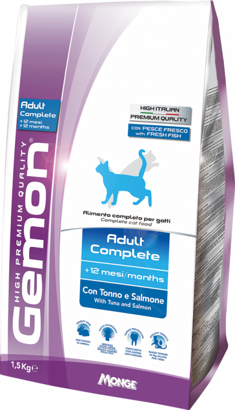 Корм сухой для взрослых кошек GEMON Cat с тунцом и лососем, 1,5кг Корм сухой для взрослых кошек GEMON Cat с тунцом и лососем, 1,5кг