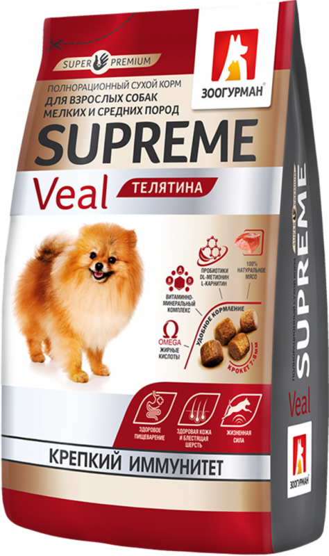 Корм сухой для собак ЗООГУРМАН Supreme Телятина, полнорационный, 1,2кг Корм сухой для собак ЗООГУРМАН Supreme Телятина, полнорационный, 1,2кг