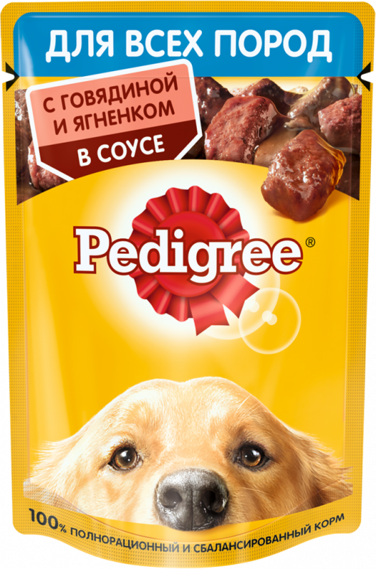 Корм консервированный для взрослых собак PEDIGREE с говядиной и ягненком в соусе, для всех пород, 85г Корм консервированный для взрослых собак PEDIGREE с говядиной и ягненком в соусе, для всех пород, 85г