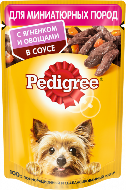 Корм консервированный для взрослых собак PEDIGREE с ягненком и овощами в соусе, для миниатюрных пород, 85г Корм консервированный для взрослых собак PEDIGREE с ягненком и овощами в соусе, для миниатюрных пород, 85г