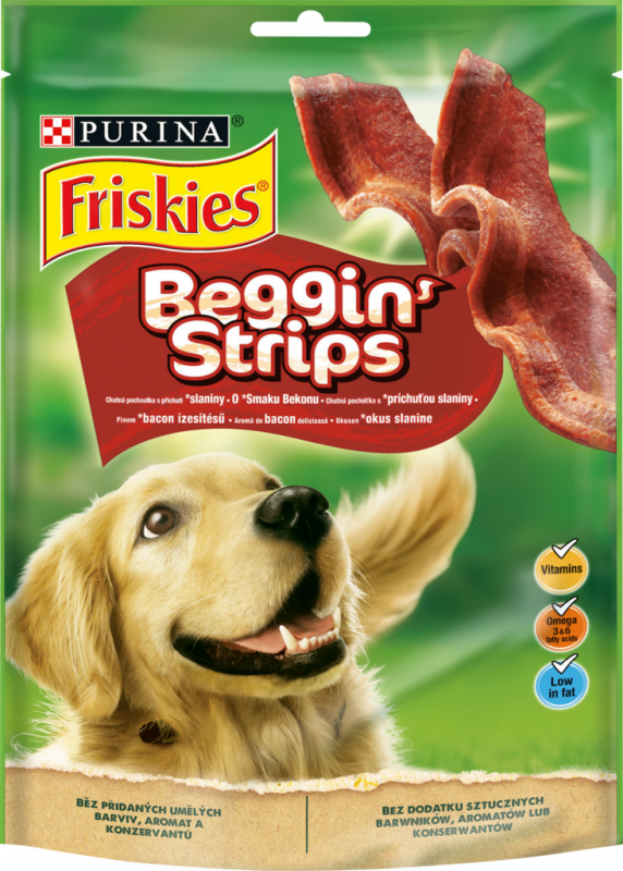 Лакомство для взрослых собак FRISKIES Beggin' strips с ароматом бекона, 120г