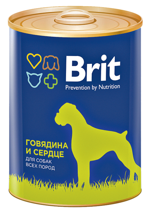 Корм консервированный для собак BRIT Говядина и сердце, 850г Корм консервированный для собак BRIT Говядина и сердце, 850г