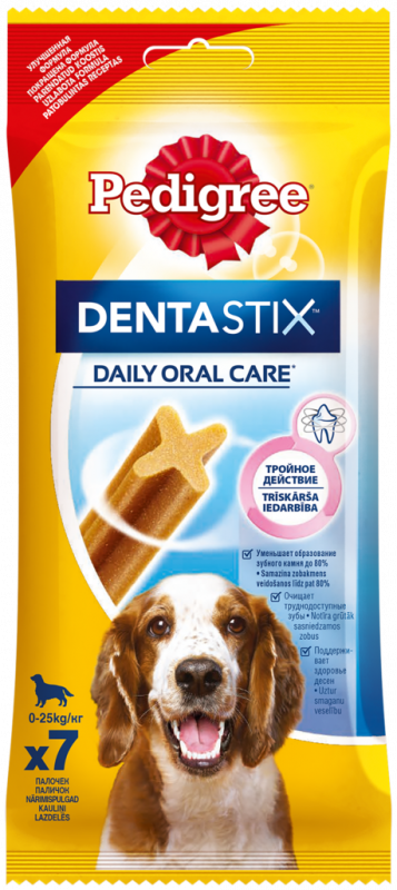 Лакомство для собак PEDIGREE DentaStix для средних и крупных пород в форме палочек, 180г Лакомство для собак PEDIGREE DentaStix для средних и крупных пород в форме палочек, 180г