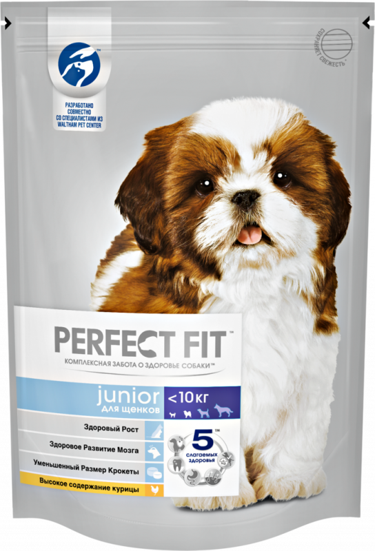 Корм сухой для щенков PERFECT FIT с курицей, для мелких и миниатюрных пород, 500г