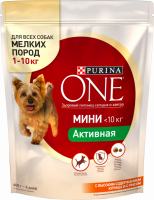 Корм сухой для взрослых собак PURINA ONE с высоким содержанием курицы и с рисом, при активном образе жизни, для мелких пород, 600г
