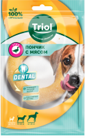 Лакомство для собак TRIOL Dental Пончик жевательный с мясом утки, 65г