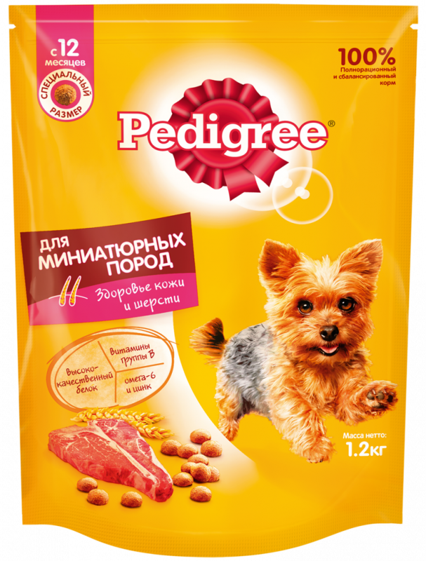Корм сухой для взрослых собак PEDIGREE с говядиной, для миниатюрных пород, полнорационный, 1,2кг Корм сухой для взрослых собак PEDIGREE с говядиной, для миниатюрных пород, полнорационный, 1,2кг