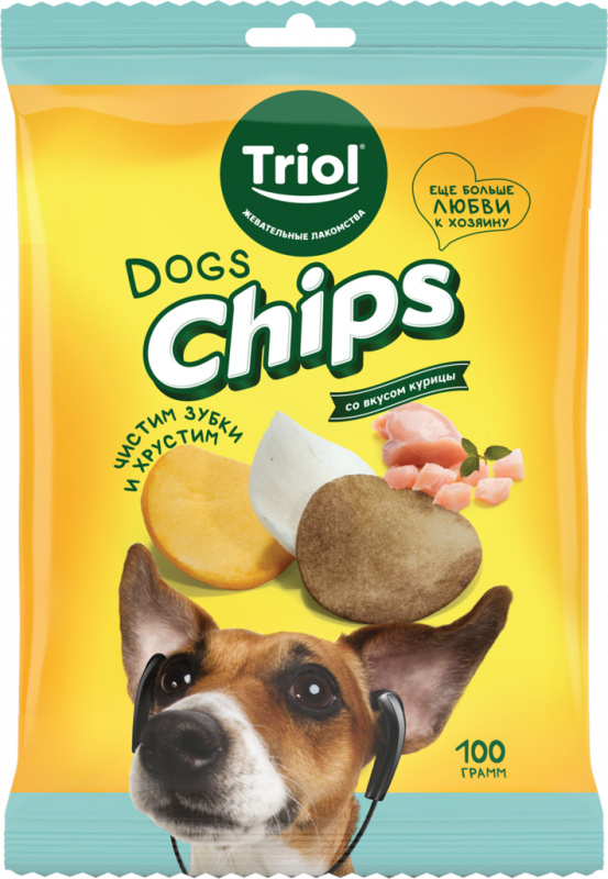 Лакомства для собак TRIOL Fun Food Чипсы со вкусом курицы, 100г Лакомства для собак TRIOL Fun Food Чипсы со вкусом курицы, 100г