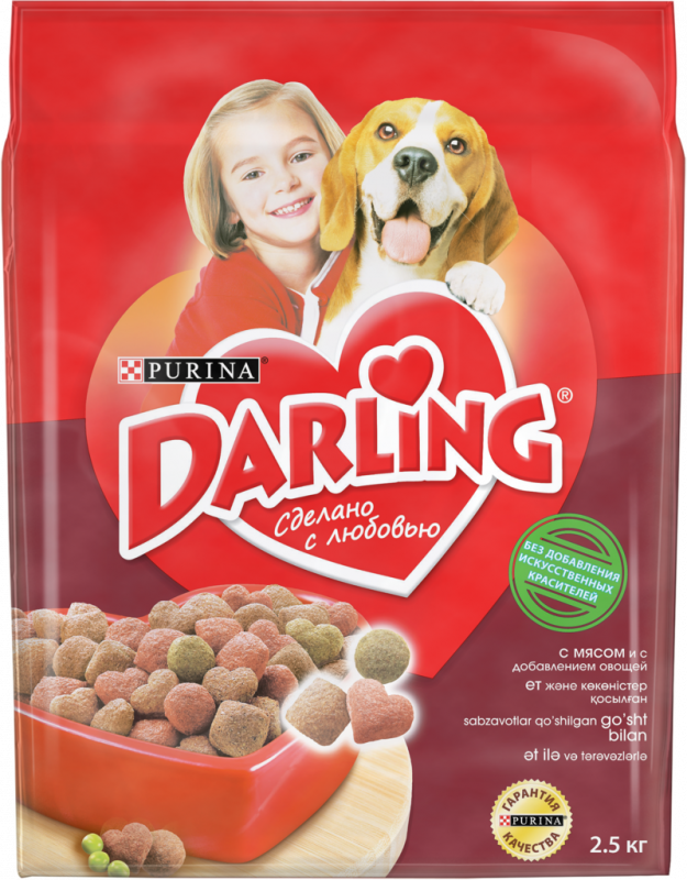 Корм сухой для взрослых собак DARLING с мясом и с добавлением овощей, 2,5кг Корм сухой для взрослых собак DARLING с мясом и с добавлением овощей, 2,5кг