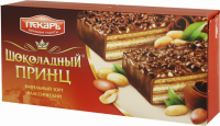 Торт вафельный ПЕКАРЬ Шоколадный принц глазированный, 260г