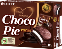 Пирожное LOTTE Choco Pie cacao бисквитное в шоколадной глазури, 12х28г