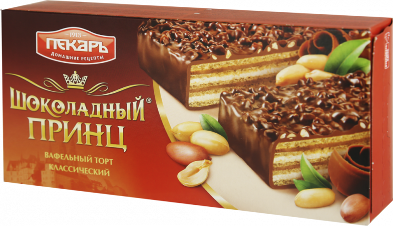 Торт вафельный ПЕКАРЬ Шоколадный принц глазированный, 260г Торт вафельный ПЕКАРЬ Шоколадный принц глазированный, 260г