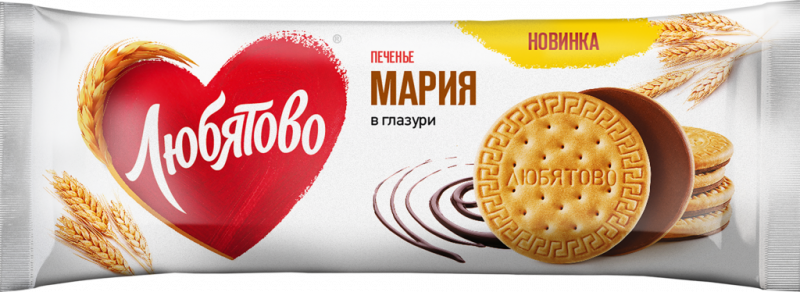 Печенье затяжное ЛЮБЯТОВО Мария традиционное в глазури, 138г Печенье затяжное ЛЮБЯТОВО Мария традиционное в глазури, 138г