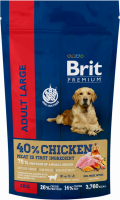 Корм сухой для взрослых собак BRIT Premium Adult L для крупных пород, 3кг