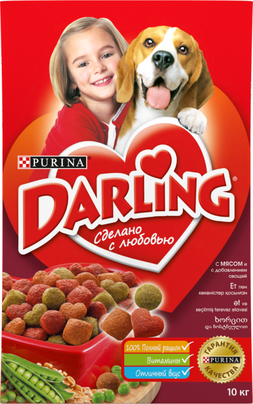 Корм сухой для взрослых собак DARLING с мясом и овощами, 10кг