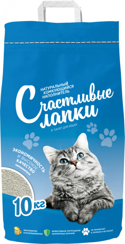 Наполнитель бентонитовый для кошачьего туалета СЧАСТЛИВЫЕ ЛАПКИ комкующийся, 10кг Наполнитель бентонитовый для кошачьего туалета СЧАСТЛИВЫЕ ЛАПКИ комкующийся, 10кг