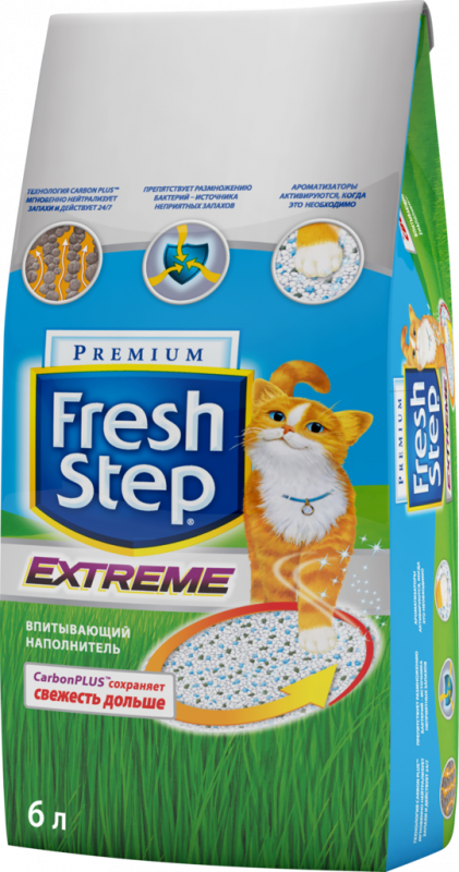 Наполнитель глиняный для кошачьего туалета FRESH STEP Тройной контроль запахов, впитывающий 3,2кг, 6л
