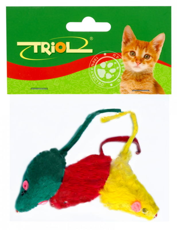Игрушка для кошек TRIOL Мышки цветные 50мм, 3шт Игрушка для кошек TRIOL Мышки цветные 50мм, 3шт