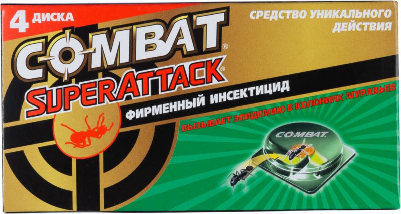 Инсектицид для борьбы с муравьями COMBAT Super Attack, 4шт Инсектицид для борьбы с муравьями COMBAT Super Attack, 4шт