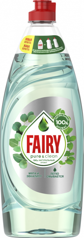 Средство для мытья посуды FAIRY Pure&Clean Мята и Эвкалипт, 650мл Средство для мытья посуды FAIRY Pure&Clean Мята и Эвкалипт, 650мл