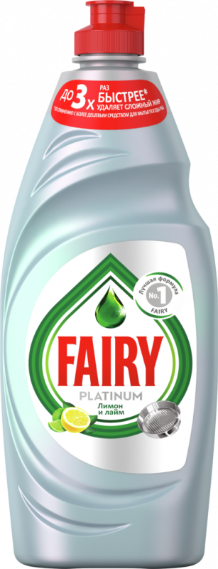 Средство для мытья посуды FAIRY Platinum Лимон и Лайм, 650мл Средство для мытья посуды FAIRY Platinum Лимон и Лайм, 650мл