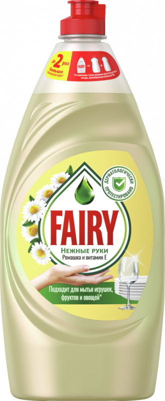 Средство для мытья посуды FAIRY Нежные руки Ромашка и витамин Е, 900мл Средство для мытья посуды FAIRY Нежные руки Ромашка и витамин Е, 900мл