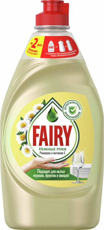 Средство для мытья посуды FAIRY Нежные руки Ромашка и витамин Е, 450мл Средство для мытья посуды FAIRY Нежные руки Ромашка и витамин Е, 450мл