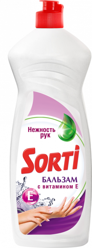 Средство для посуды SORTI Бальзам с витамином Е, 900мл Средство для посуды SORTI Бальзам с витамином Е, 900мл