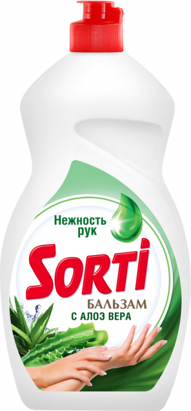 Средство для мытья посуды SORTI Бальзам с алоэ вера, 1.3л