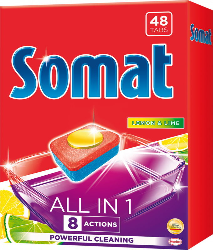 Таблетки для посудомоечной машины SOMAT All in 1 Лимон и Лайм, 48шт