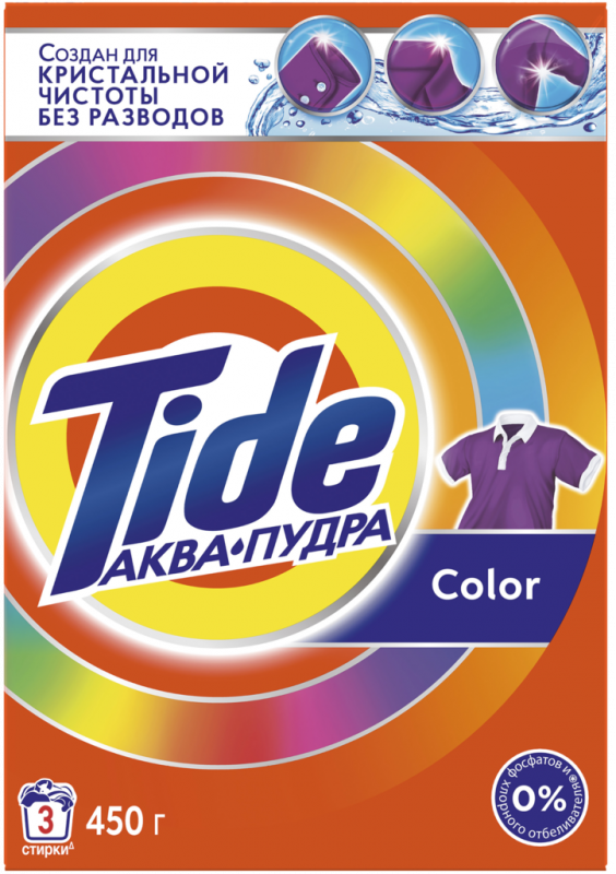 Стиральный порошок для цветного белья TIDE Аквапудра Color, автомат, 450г Стиральный порошок для цветного белья TIDE Аквапудра Color, автомат, 450г