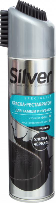 Краска-реставратор для замши и нубука SILVER Specialist, черная, 250мл Краска-реставратор для замши и нубука SILVER Specialist, черная, 250мл