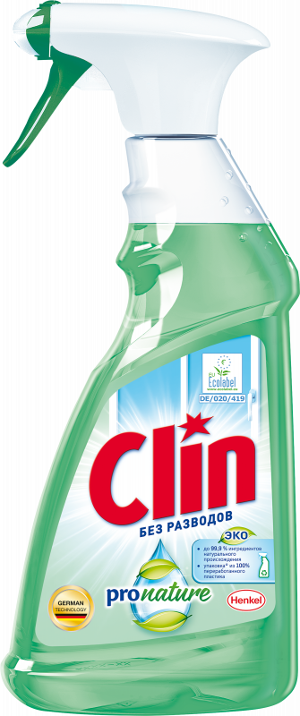 Средство для мытья окон CLIN ProNature, 500мл Средство для мытья окон CLIN ProNature, 500мл