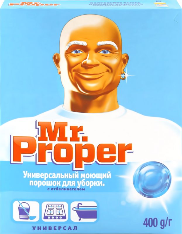 Порошок для уборки MR.PROPER универсал, с отбеливателем, 400г Порошок для уборки MR.PROPER универсал, с отбеливателем, 400г