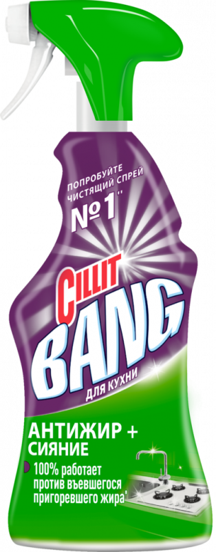 Средство для чистки CILLIT Bang Антижир+Сияние, 450мл