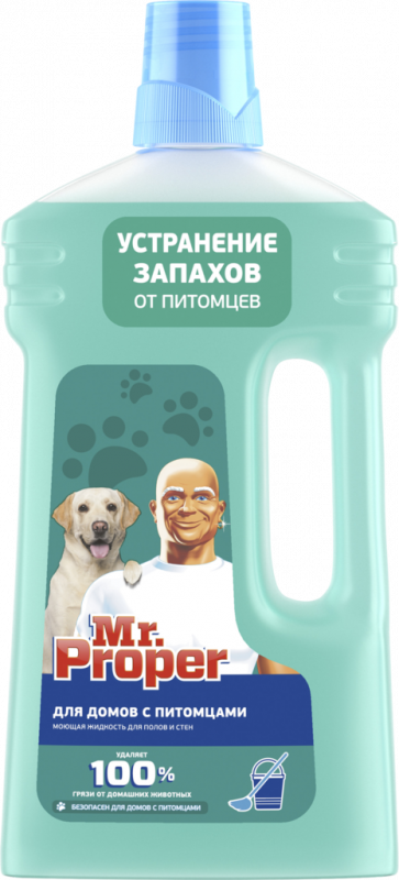 Средство для мытья полов и стен MR.PROPER Для домов с питомцами, 1л Средство для мытья полов и стен MR.PROPER Для домов с питомцами, 1л