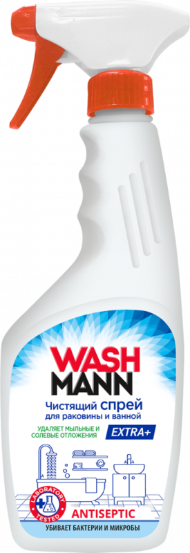 Спрей для чистки ванной комнаты WASHMANN Extra+, 500г Спрей для чистки ванной комнаты WASHMANN Extra+, 500г