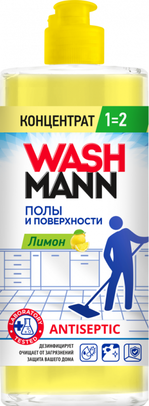 Средство моющее для полов и поверхностей WASHMANN Лимон, 1кг Средство моющее для полов и поверхностей WASHMANN Лимон, 1кг