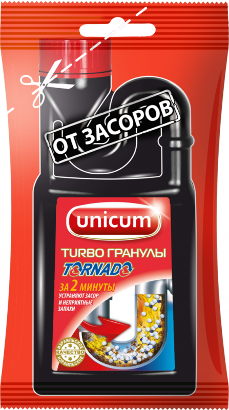 Средство для удаления засоров UNICUM Tornado гранулированное, 70г Средство для удаления засоров UNICUM Tornado гранулированное, 70г