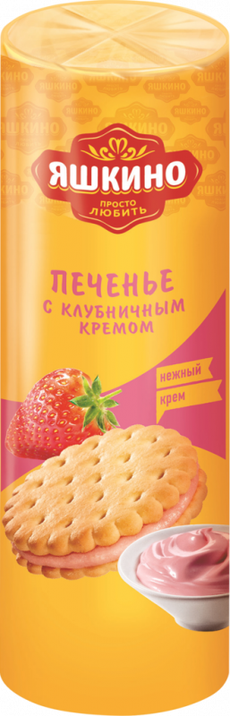 Печенье затяжное ЯШКИНО с клубничным кремом, 190г Печенье затяжное ЯШКИНО с клубничным кремом, 190г