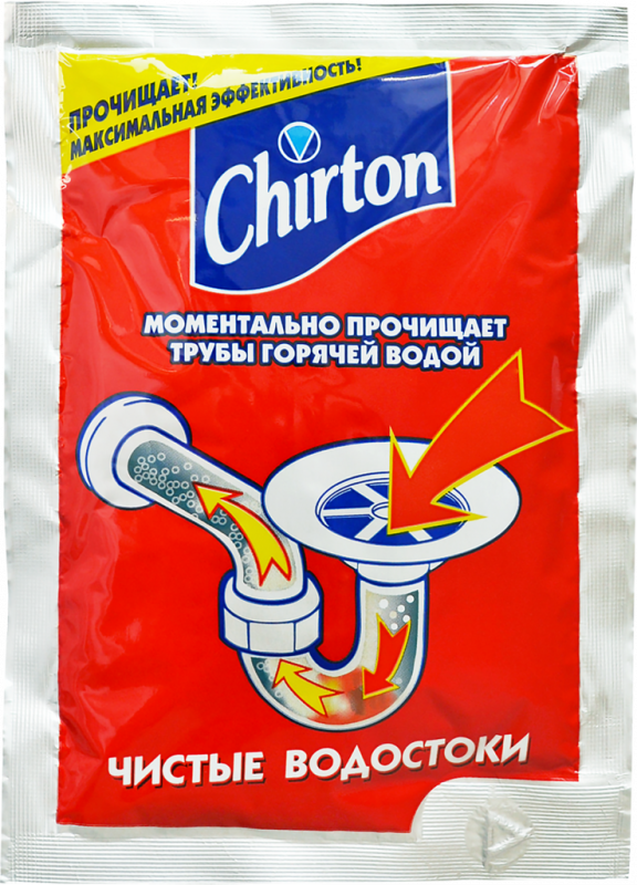 Порошок для прочистки канализационных труб горячей водой CHIRTON, 80г