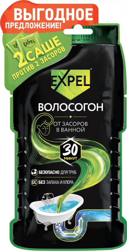 Средство EXPEL дл/устранения засоров от волос саше 50г